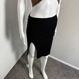 Commense Stylish asymmetric  Black Pencil Skirt with side slit Trendy Size Small